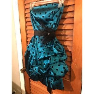 Dark Teal Polka-Dotted Dress